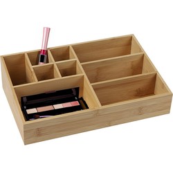 Urban Living Make-up/pennen sorteer organizer - 9-vaks bakje - 33 x 21 cm - bamboe - Make-up dozen