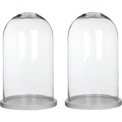 2x Mica decoratie/presentatie stolpen Hella 23 x 38 cm met plateau van wit eikenhout - Decoratieve stolpen