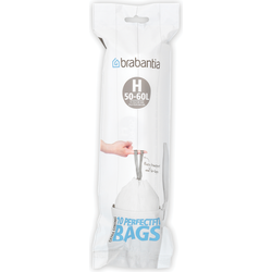 PerfectFit afvalzak met trekbandsluiting code H, 50 60 liter, 10 stuks/rol White - Brabantia