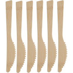 BBQ/verjaardag/camping wegwerp bestek - messen - 18x - bamboe - 17 cm - Messen