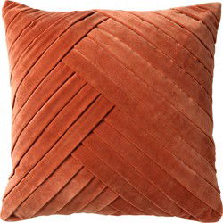 Dutch Decor GIDI - Sierkussen 45x45 cm - velvet - effen kleur - Potters Clay - oranje - Dutch Decor
