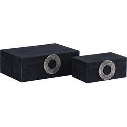 PTMD Hazael Black Suede Box Silver Handle Set Of 2