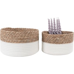 Tanta Baskets - Baskets in cotton and rush, white/nature, round, set of 2