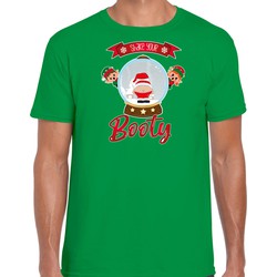 Bellatio Decorations fout kersttrui t-shirt heren - Kerstman sneeuwbolA - groen - Shake Your Booty S - kerst t-shirts