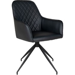 Harbo Dining Chair with Swivel - Chair with swivel in black PU with black legs HN1223