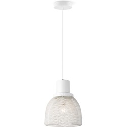 Moderne Hanglamp Mesh - Wit - 29/29/154cm - hanglamp gemaakt van Metaal - geschikt voor E27 LED lichtbron - Pendellamp geschikt voor woonkamer, slaapkamer en keuken