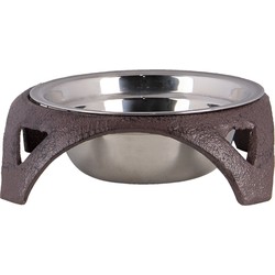 Clayre & Eef Voerbak Hond   19x5 cm Bruin Ijzer Rond Voerbak Kat