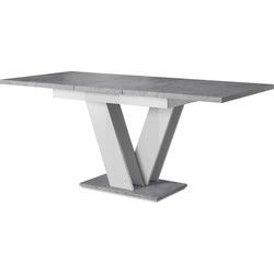 Meubella - Eetkamertafel Moris - Wit - Betonlook - 160 cm - Uitschuifbaar