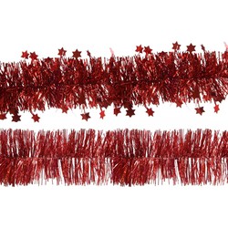 Decoris folie kerstslingers 2x stuks - rood - kunststof - 270 cm - Kerstslingers