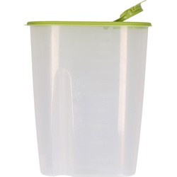 Voedselcontainer strooibus - groen - 2,2 liter - kunststof - 20 x 9,5 x 23,5 cm - Voorraadpot