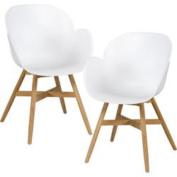 Exotan Tulip Tuin Fauteuils - Teak/Propyleen - Wit - Set van 2