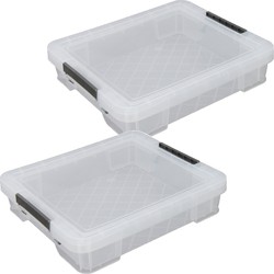 Allstore Opbergbox - 2x stuks - 9 liter - Transparant - 43 x 36 x 8 cm - Opbergbox