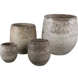 PTMD Bloempot Donnie - 47x47x50 cm - Keramiek - Beige - Set van 4