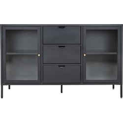 House Nordic Dressoir Dalby Zwart Staal met Glas