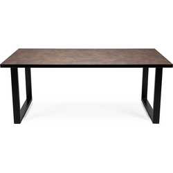 Stalux Eettafel 'Joop' 180 x 100cm, kleur zwart / lederlook bruin