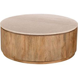 Salontafel Marmer Naturel - 90x90x35cm - Rond - Elan