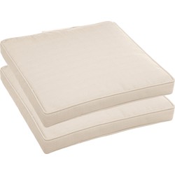 2x Stuks Stoelkussens voor binnen en buiten - beige - 40 x 40 x 4 cm - tuinstoelkussens