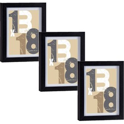 3x stuks houten fotolijst zwart geschikt voor een foto van 13 x 18 cm of 15 x 20 cm - Fotolijsten