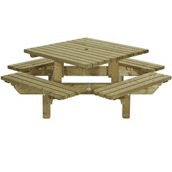 Picknicktafel vierkant 195x195 - Talen Buitenmeubelen