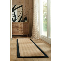 Jute Loper - Kira Naturel / Zwart - 60 X 230 CM