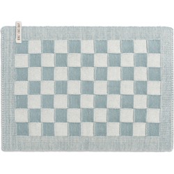 Knit Factory Gebreide Placemat - Onderlegger Block - Ecru/Stone Green - 50x30 cm
