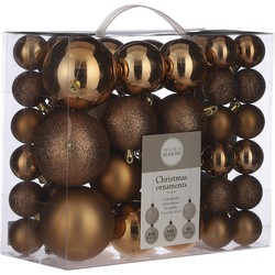 46x stuks kunststof kerstballen koper bruin 4, 6 en 8 cm - Kerstbal