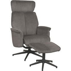LABEL51 Fauteuil Verdal - Antraciet - Cosmo - Incl. Hocker - 79x77x109 cm