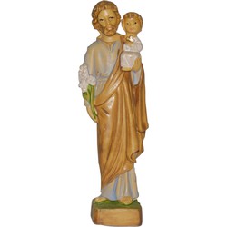 Jozef beeldje - met Jezus op zijn arm - 10 cm - polystone - Kerstbeeldjes