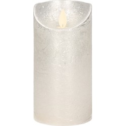 1x LED kaarsen/stompkaarsen zilver met dansvlam 15 cm - LED kaarsen