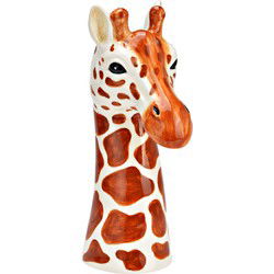 Vaas Giraffe Hoofd van Keramiek, Beige/Bruin (B/H/D) 11x30x18cm