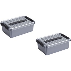 2x stuks kunststof stapelbare opbergbken 4 liter 30 x 20 x 10 cm - Opbergbox