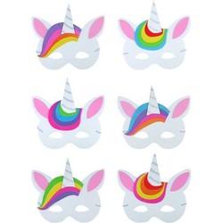 24 Stuks - Mix Unicorn - Eenhoorn Maskers van Foam - Traktatie - Uitdeelcadeautjes - Mix kleur Unicorn Maskers - Jongens & Meisjes