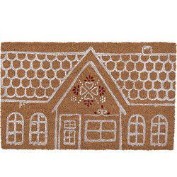 Clayre & Eef Deurmat 75x45 cm Bruin Kokosvezel PVC Huizen Kokosmat
