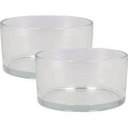 DK Design Schaal/vaas laag model - 2x - cilinder vorm - D19 x H8 cm - transparant glasi¿½ - Vazen