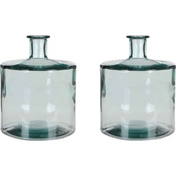 Mica Decorations Guan Fles Vaas - H26 x Ø21 cm - Glas - Set van 2