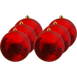 6x Grote raam/deur/kerstboom decoratie rode kerstballen 20 cm glans - Kerstbal