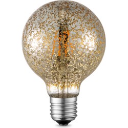 Edison Vintage LED filament lichtbron Globe - Goud - G95 Deco - Retro LED lamp - 9.5/9.5/13.5cm - geschikt voor E27 fitting - Dimbaar - 4W 340lm 2700K - warm wit licht