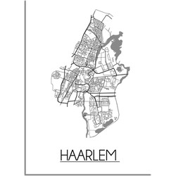 Haarlem Plattegrond poster - A4 + Fotolijst zwart