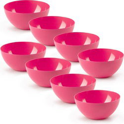 Plasticforte kommetjes/schaaltjes - 8x - dessert/ontbijt - kunststof - D17 x H8 cm - fuchsia roze - Kommetjes