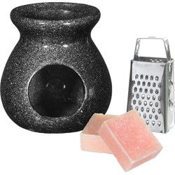 Ideas4seasons Amberblokjes/geurblokjes cadeauset - roos - inclusief geurbrander en mini rasp - Geurbranders