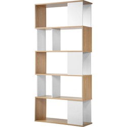 Boekenkast - Decor Wit en Eiken - L80 x H173,5 cm