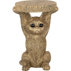 Clayre & Eef Bijzettafel Kat Goudkleurig Kunststof