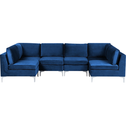 EVJA - Hoekbank 6-zits - Marineblauw - Fluweel