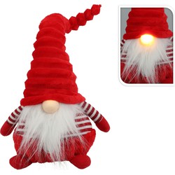 Christmas Decoration pluche gnome knuffel - 44 cm -met verlichte neus - Kerstman pop