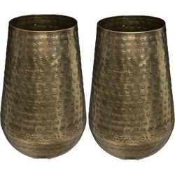 2x Bloemenvaas van metaal 23 x 15 cm kleur metallic brons - Vazen