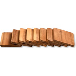 Kesper onderzetters voor glazen - 8x - luxe acacia hout - 10 x 8 cm - gelakt - Glazenonderzetters
