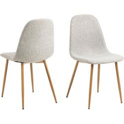 Eetkamerstoel - Lichtgrijs/Naturel - Zithoogte 46cm - Duvra - Set van 4