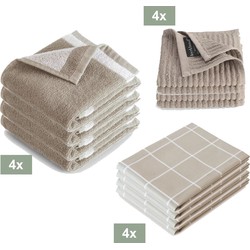 I2T Keukenset - 4x Keukendoek + 4x Theedoek + 4x vaatdoek - Zand