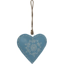 Clayre & Eef Hanger Hart 16 cm Blauw Ijzer Kersthanger