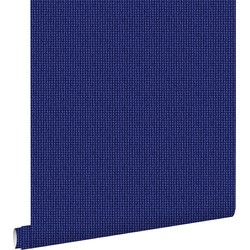 ESTAhome behang geborduurd motief blauw - 53 cm x 10,05 m - 138134